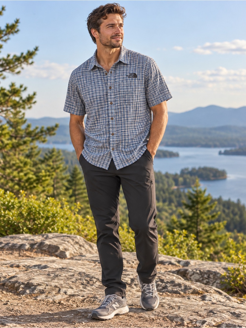 The North Face Men’s XL Plaid Short Sleeve Button Up Hiking Outdoor Shirt